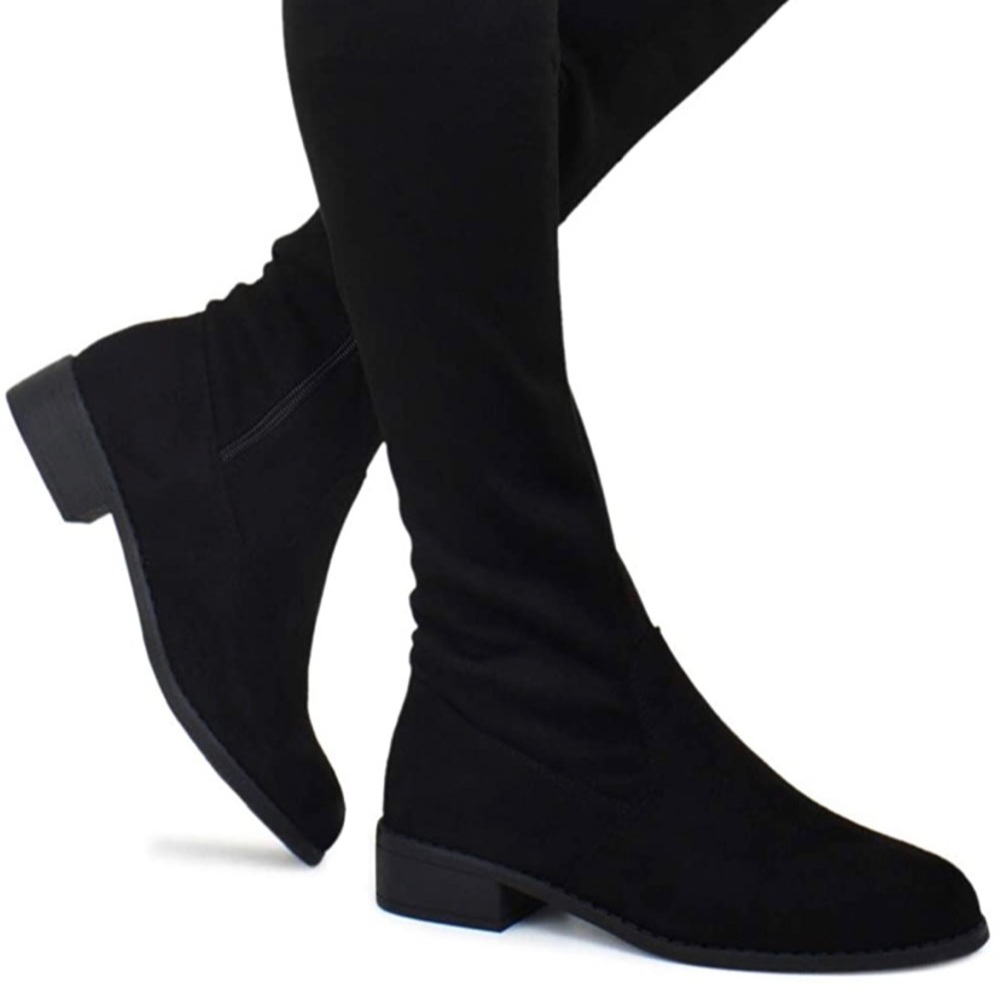Faux suede knee high boots